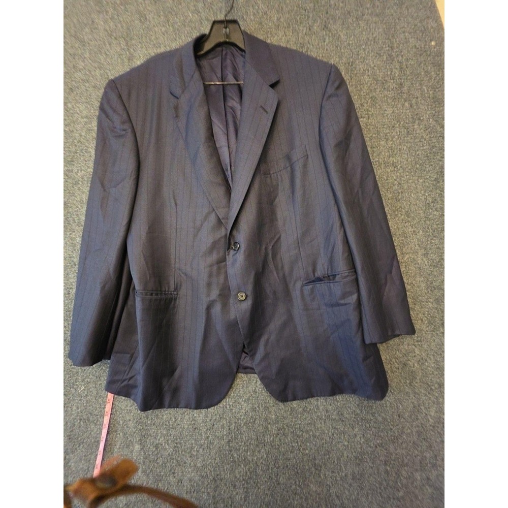 Oxxford Clothes Suit Jacket Mens 44 Blue Wool Stripe Classic Formal Business
